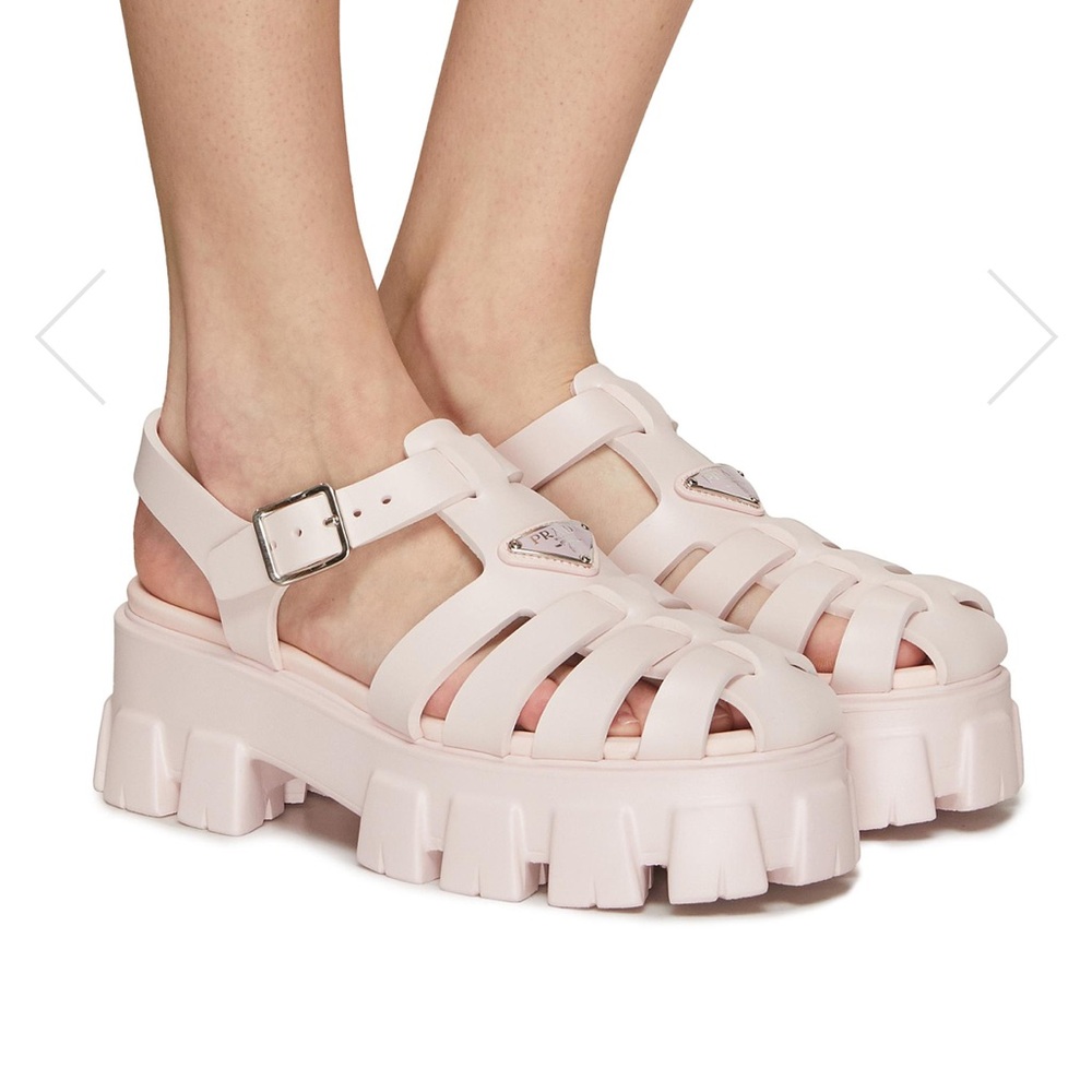 Prada Monolith Logo Plaque Platform Fisherman Sandals